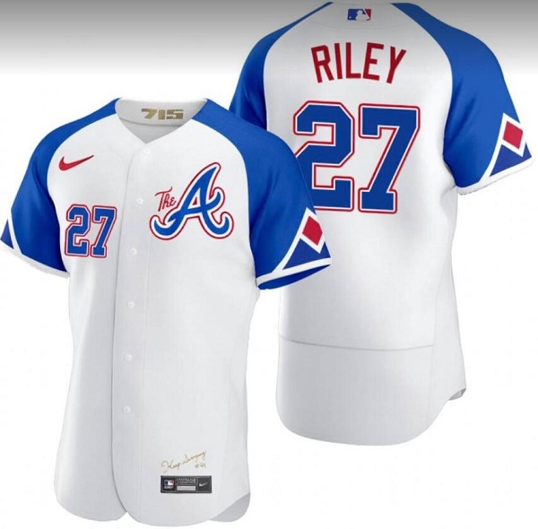 Men's Atlanta Braves #27 Austin Riley White 2023 City Connect Flex Base Stitched Jersey Men's Atlanta Braves #27 Austin Riley White 2023 City Connect Flex Base Stitched Jersey